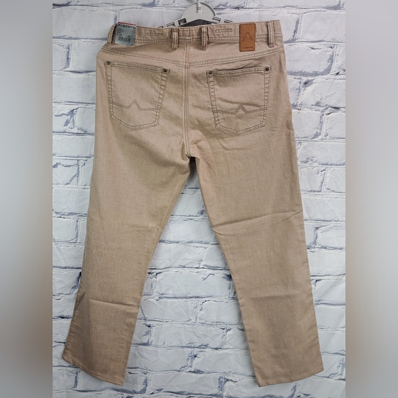 NWT Alberto Men's Modern Fit Jeans Italian Fabric Beige 8197 STONE 34x30 - Picture 8 of 16
